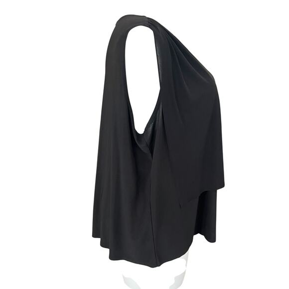 Sweet Clarity 3X Stretch Sleeveless Black Asymmetrical Ruffle Blouse - Picture 4 of 5